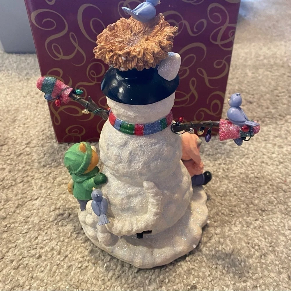 San Francisco Music Box Company Snowman Cat Figurine Christmas Winter Decor
